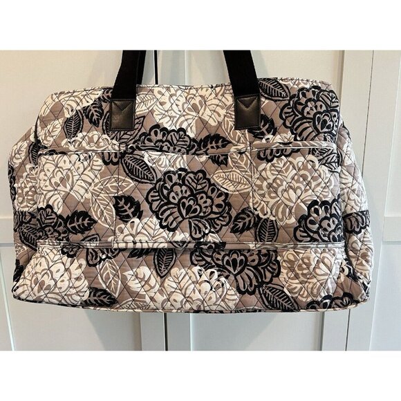 Vera Bradley Key West QVC Exclusive Large Weekender Travel Bag Rare Beige Black - Picture 7 of 11
